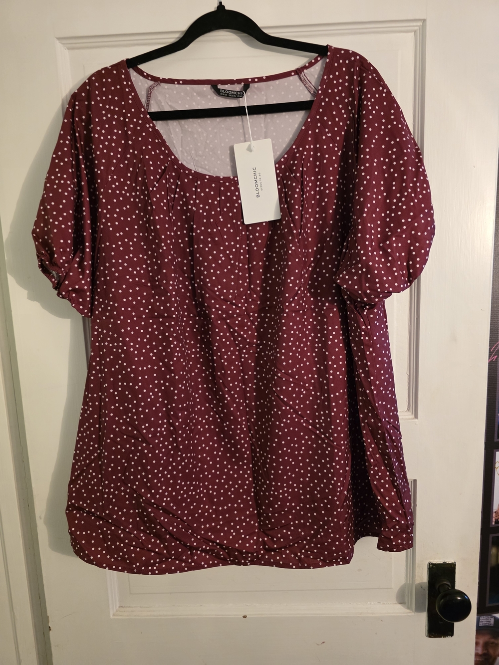 BloomChic Maroon Polka Dot Scoop Neck Blouse